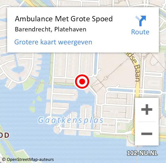 Locatie op kaart van de 112 melding: Ambulance Met Grote Spoed Naar Barendrecht, Platehaven op 12 maart 2023 03:58