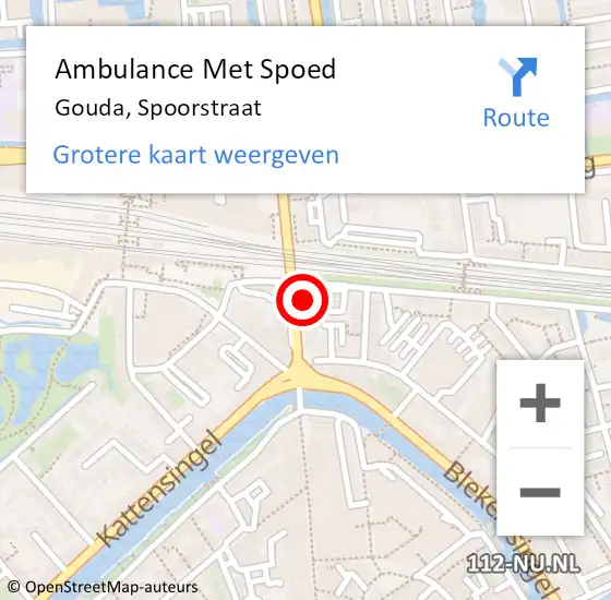 Locatie op kaart van de 112 melding: Ambulance Met Spoed Naar Gouda, Spoorstraat op 12 maart 2023 04:31