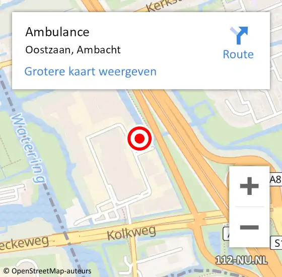 Locatie op kaart van de 112 melding: Ambulance Oostzaan, Ambacht op 12 maart 2023 07:14