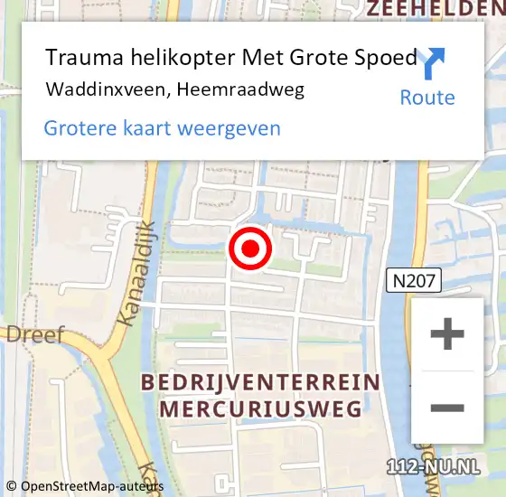 Locatie op kaart van de 112 melding: Trauma helikopter Met Grote Spoed Naar Waddinxveen, Heemraadweg op 12 maart 2023 08:49