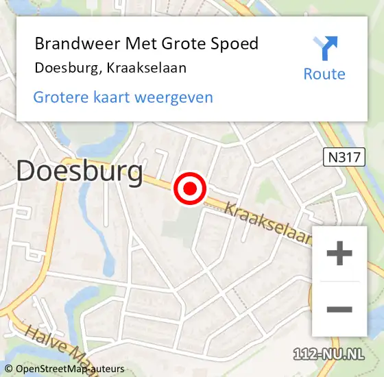 Locatie op kaart van de 112 melding: Brandweer Met Grote Spoed Naar Doesburg, Kraakselaan op 12 maart 2023 14:05