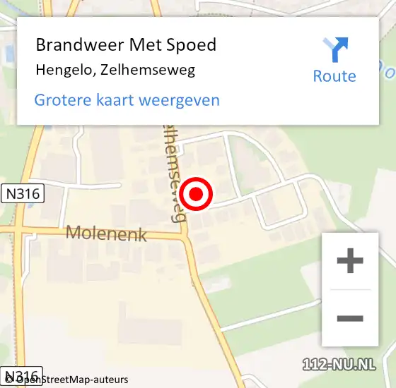 Locatie op kaart van de 112 melding: Brandweer Met Spoed Naar Hengelo, Zelhemseweg op 12 maart 2023 14:48
