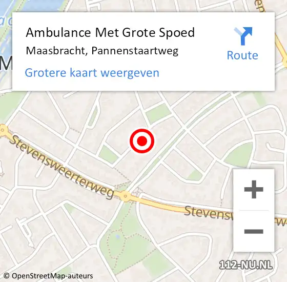 Locatie op kaart van de 112 melding: Ambulance Met Grote Spoed Naar Maasbracht, Pannenstaartweg op 12 maart 2023 19:18