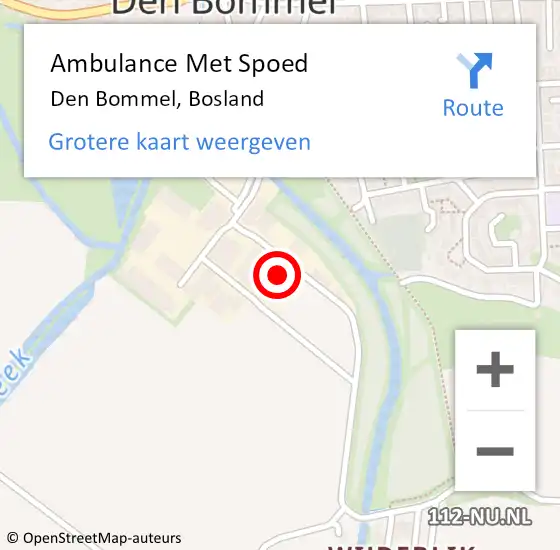 Locatie op kaart van de 112 melding: Ambulance Met Spoed Naar Den Bommel, Bosland op 12 maart 2023 22:12