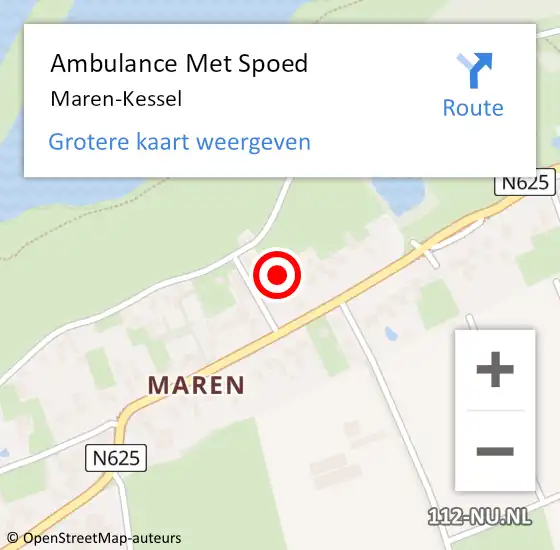 Locatie op kaart van de 112 melding: Ambulance Met Spoed Naar Maren-Kessel op 13 maart 2023 01:53