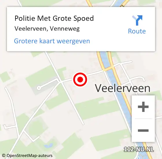 Locatie op kaart van de 112 melding: Politie Met Grote Spoed Naar Veelerveen, Venneweg op 13 maart 2023 04:10