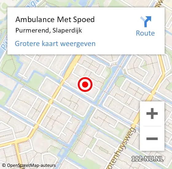 Locatie op kaart van de 112 melding: Ambulance Met Spoed Naar Purmerend, Slaperdijk op 13 maart 2023 04:56