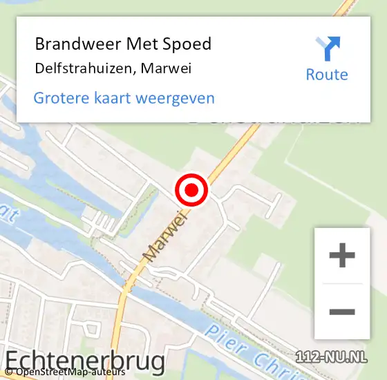 Locatie op kaart van de 112 melding: Brandweer Met Spoed Naar Delfstrahuizen, Marwei op 13 maart 2023 05:38