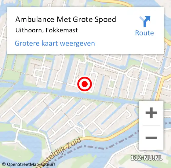 Locatie op kaart van de 112 melding: Ambulance Met Grote Spoed Naar Uithoorn, Fokkemast op 13 maart 2023 09:15