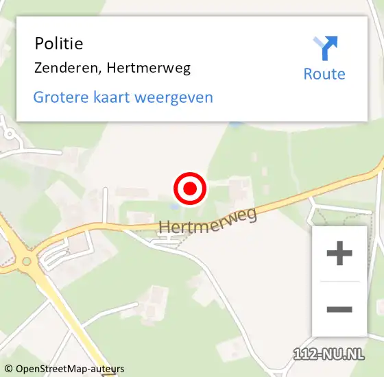 Locatie op kaart van de 112 melding: Politie Zenderen, Hertmerweg op 13 maart 2023 09:16