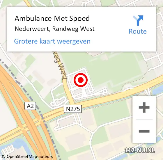 Locatie op kaart van de 112 melding: Ambulance Met Spoed Naar Nederweert, Randweg West op 13 maart 2023 09:22