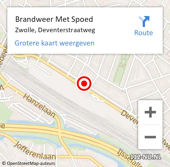 Locatie op kaart van de 112 melding: Brandweer Met Spoed Naar Zwolle, Deventerstraatweg op 13 maart 2023 12:21