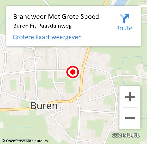 Locatie op kaart van de 112 melding: Brandweer Met Grote Spoed Naar Buren Fr, Paasduinweg op 18 augustus 2014 18:21