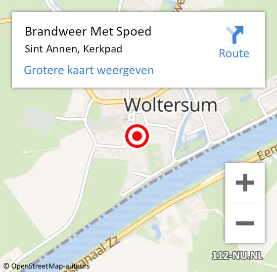 Locatie op kaart van de 112 melding: Brandweer Met Spoed Naar Sint Annen, Kerkpad op 13 maart 2023 13:46