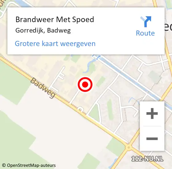 Locatie op kaart van de 112 melding: Brandweer Met Spoed Naar Gorredijk, Badweg op 13 maart 2023 14:18