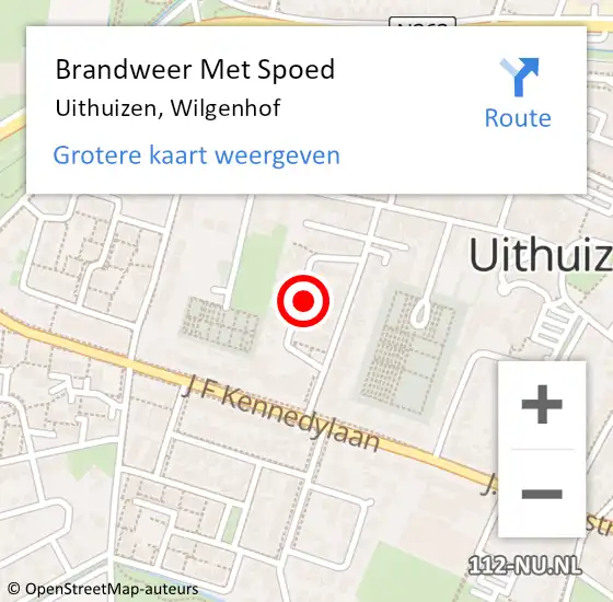 Locatie op kaart van de 112 melding: Brandweer Met Spoed Naar Uithuizen, Wilgenhof op 13 maart 2023 14:26