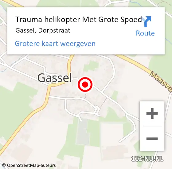 Locatie op kaart van de 112 melding: Trauma helikopter Met Grote Spoed Naar Gassel, Dorpstraat op 13 maart 2023 15:05