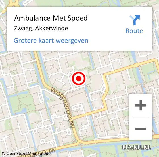 Locatie op kaart van de 112 melding: Ambulance Met Spoed Naar Zwaag, Akkerwinde op 13 maart 2023 16:27