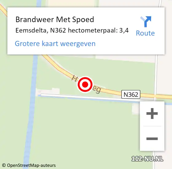 Locatie op kaart van de 112 melding: Brandweer Met Spoed Naar Eemsdelta, N362 hectometerpaal: 3,4 op 13 maart 2023 16:32