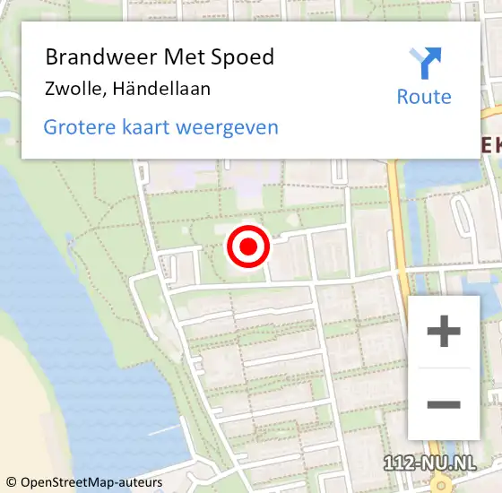 Locatie op kaart van de 112 melding: Brandweer Met Spoed Naar Zwolle, Händellaan op 13 maart 2023 16:46