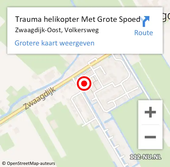 Locatie op kaart van de 112 melding: Trauma helikopter Met Grote Spoed Naar Zwaagdijk-Oost, Volkersweg op 13 maart 2023 17:34