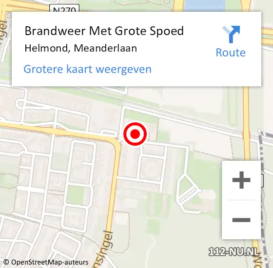 Locatie op kaart van de 112 melding: Brandweer Met Grote Spoed Naar Helmond, Meanderlaan op 13 maart 2023 18:09