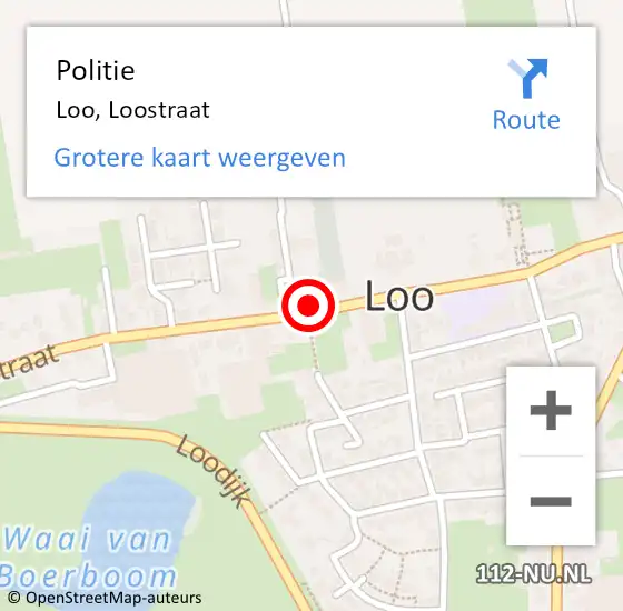Locatie op kaart van de 112 melding: Politie Loo, Loostraat op 13 maart 2023 18:17