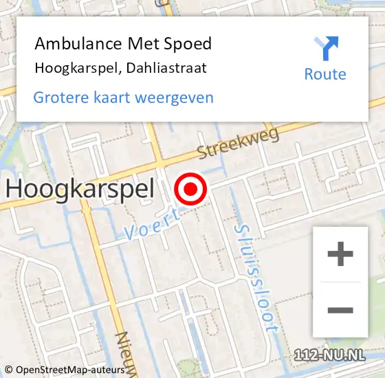 Locatie op kaart van de 112 melding: Ambulance Met Spoed Naar Hoogkarspel, Dahliastraat op 14 maart 2023 04:06