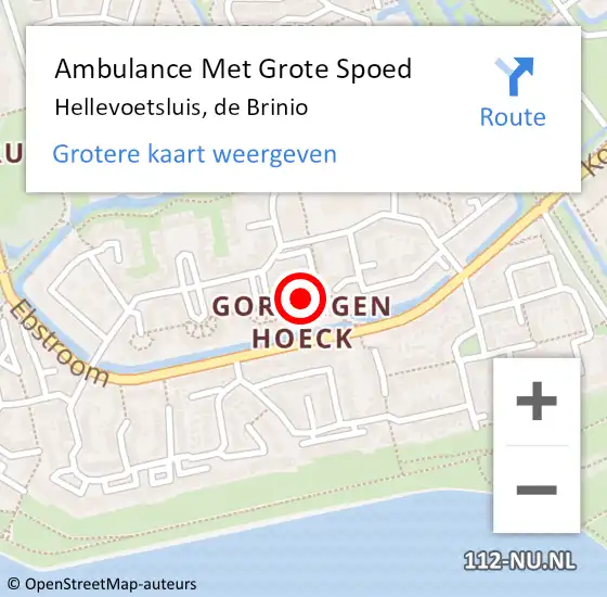 Locatie op kaart van de 112 melding: Ambulance Met Grote Spoed Naar Hellevoetsluis, de Brinio op 14 maart 2023 08:56
