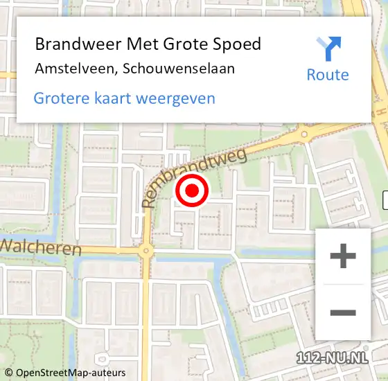 Locatie op kaart van de 112 melding: Brandweer Met Grote Spoed Naar Amstelveen, Schouwenselaan op 14 maart 2023 09:48