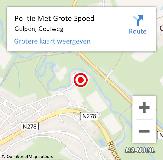 Locatie op kaart van de 112 melding: Politie Met Grote Spoed Naar Gulpen, Geulweg op 14 maart 2023 11:48