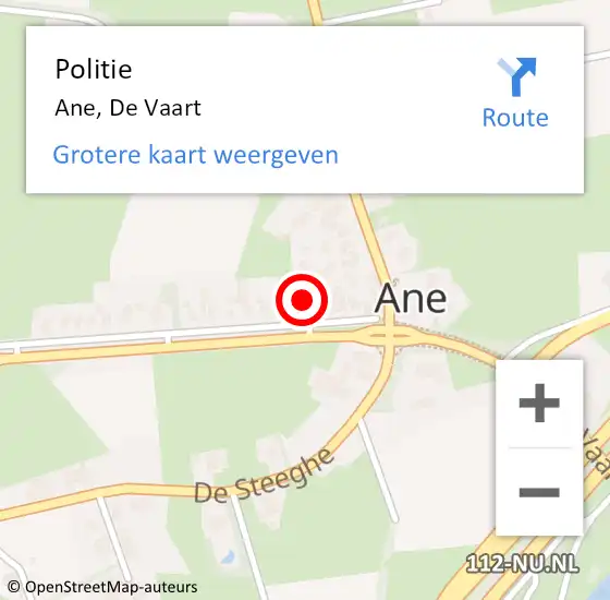 Locatie op kaart van de 112 melding: Politie Ane, De Vaart op 14 maart 2023 12:51