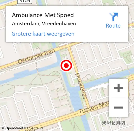 Locatie op kaart van de 112 melding: Ambulance Met Spoed Naar Amsterdam, Vreedenhaven op 14 maart 2023 13:25