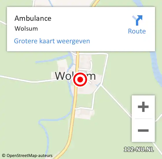 Locatie op kaart van de 112 melding: Ambulance Wolsum op 14 maart 2023 15:37
