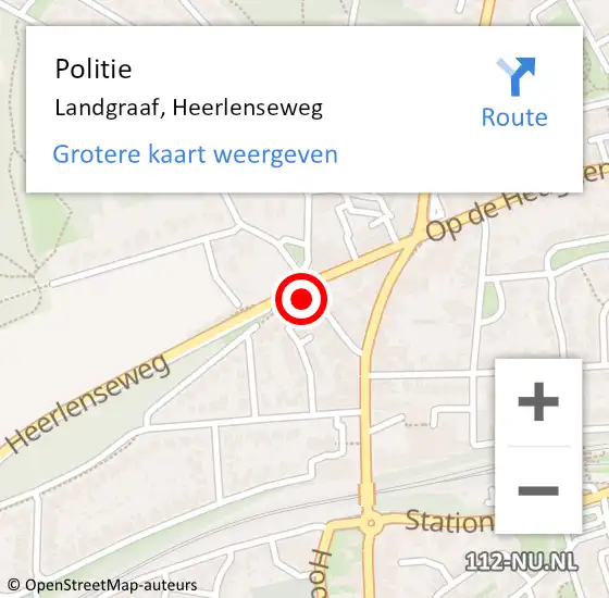 Locatie op kaart van de 112 melding: Politie Landgraaf, Heerlenseweg op 14 maart 2023 18:37