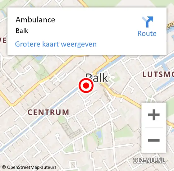 Locatie op kaart van de 112 melding: Ambulance Balk op 14 maart 2023 19:08