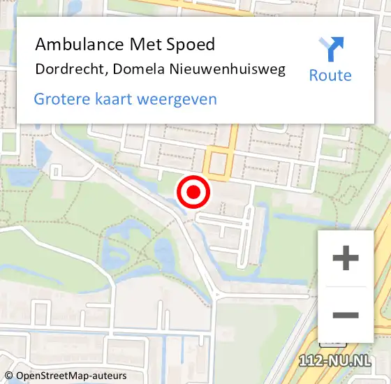 Locatie op kaart van de 112 melding: Ambulance Met Spoed Naar Dordrecht, Domela Nieuwenhuisweg op 14 maart 2023 23:00