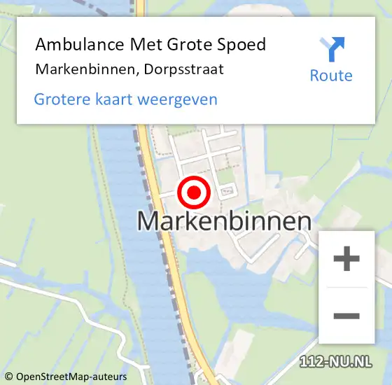 Locatie op kaart van de 112 melding: Ambulance Met Grote Spoed Naar Markenbinnen, Dorpsstraat op 15 maart 2023 07:42