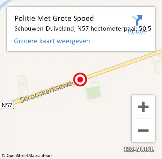 Locatie op kaart van de 112 melding: Politie Met Grote Spoed Naar Schouwen-Duiveland, N57 hectometerpaal: 50,5 op 15 maart 2023 08:37