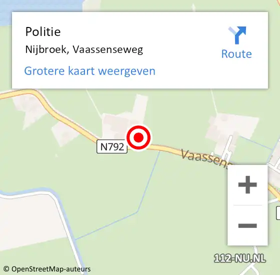 Locatie op kaart van de 112 melding: Politie Nijbroek, Vaassenseweg op 15 maart 2023 09:32