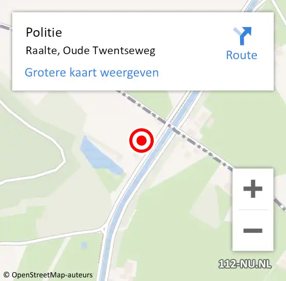 Locatie op kaart van de 112 melding: Politie Raalte, Oude Twentseweg op 15 maart 2023 11:06