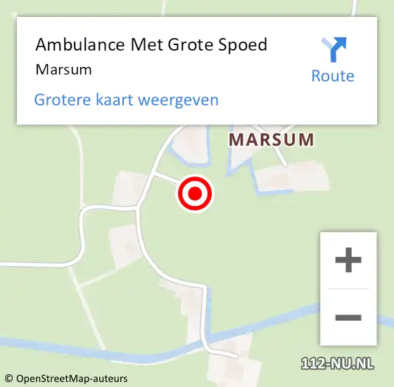 Locatie op kaart van de 112 melding: Ambulance Met Grote Spoed Naar Marsum op 15 maart 2023 11:28