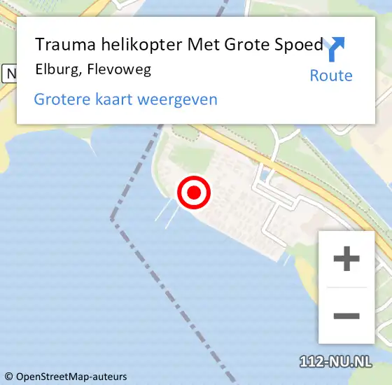 Locatie op kaart van de 112 melding: Trauma helikopter Met Grote Spoed Naar Elburg, Flevoweg op 15 maart 2023 13:00