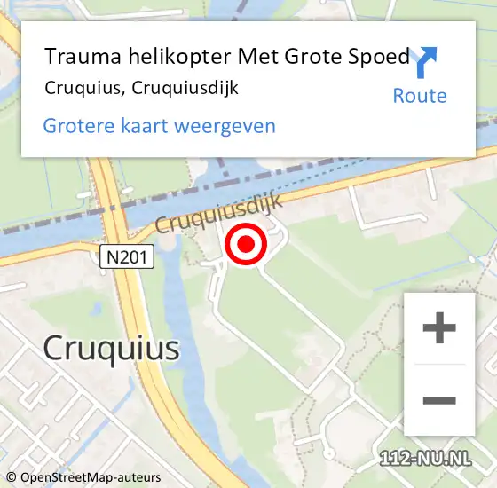 Locatie op kaart van de 112 melding: Trauma helikopter Met Grote Spoed Naar Cruquius, Cruquiusdijk op 15 maart 2023 14:52