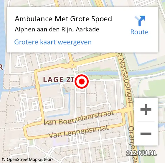 Locatie op kaart van de 112 melding: Ambulance Met Grote Spoed Naar Alphen aan den Rijn, Aarkade op 15 maart 2023 15:15