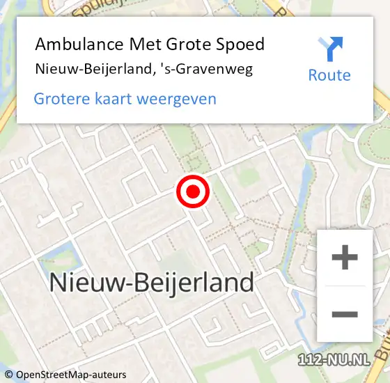 Locatie op kaart van de 112 melding: Ambulance Met Grote Spoed Naar Nieuw-Beijerland, 's-Gravenweg op 15 maart 2023 16:25