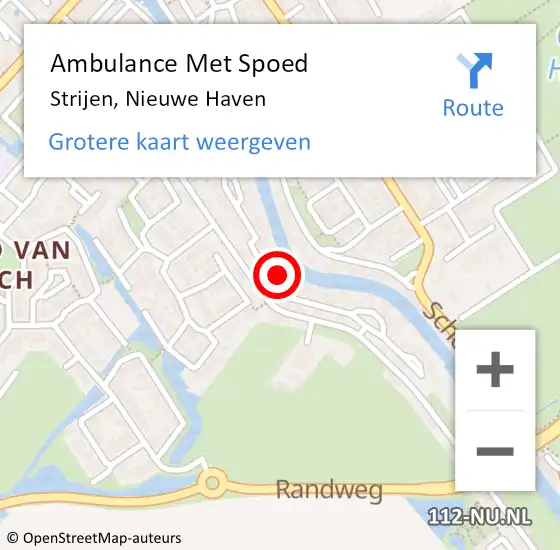 Locatie op kaart van de 112 melding: Ambulance Met Spoed Naar Strijen, Nieuwe Haven op 15 maart 2023 18:03