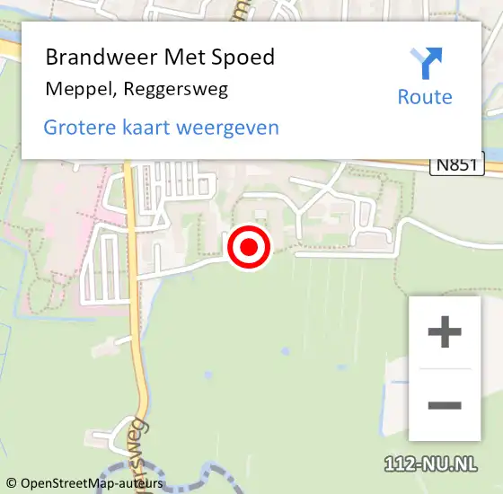 Locatie op kaart van de 112 melding: Brandweer Met Spoed Naar Meppel, Reggersweg op 15 maart 2023 18:30