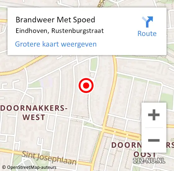 Locatie op kaart van de 112 melding: Brandweer Met Spoed Naar Eindhoven, Rustenburgstraat op 15 maart 2023 20:23