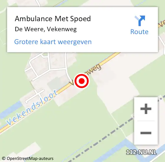 Locatie op kaart van de 112 melding: Ambulance Met Spoed Naar De Weere, Vekenweg op 15 maart 2023 21:21